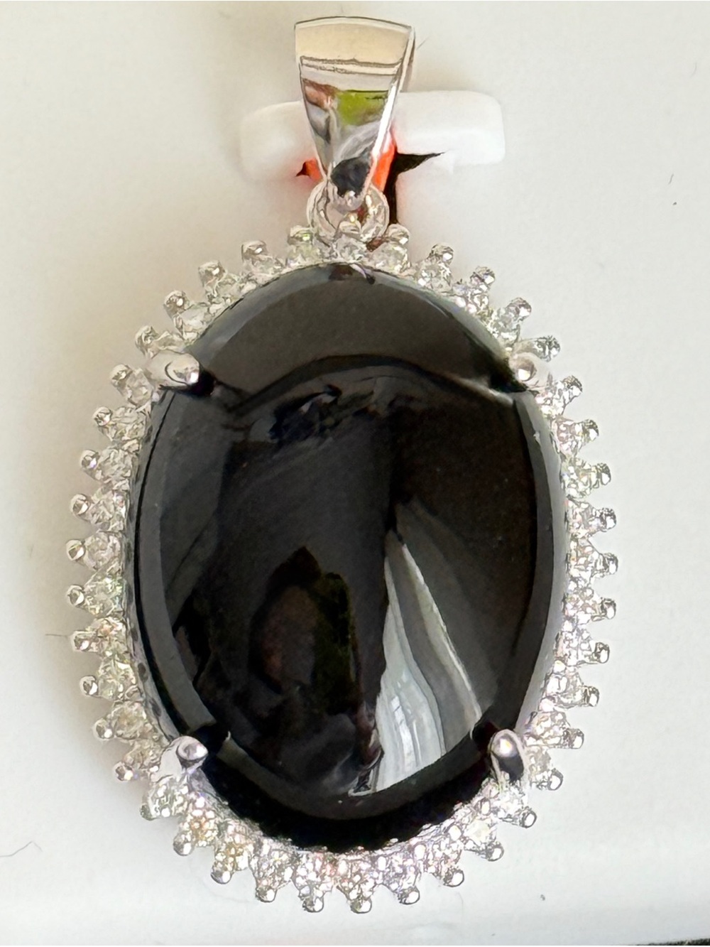Black Onyx Moissanite Halo Pendant 925 Sterling Silver 0.80 CTW New